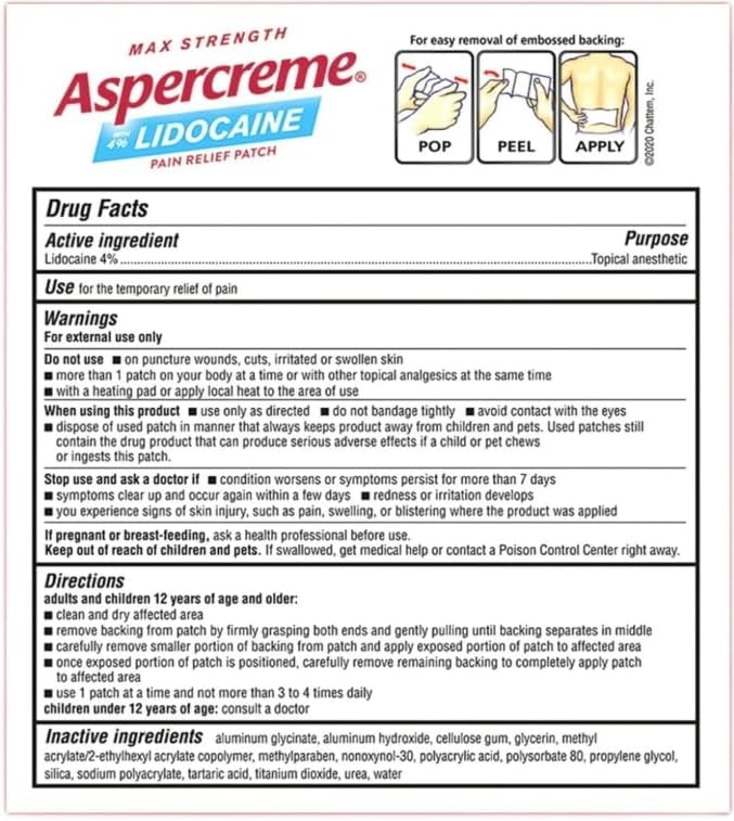 Aspercreme Lidocaine Patches XL - 3 Each, Pack of 5