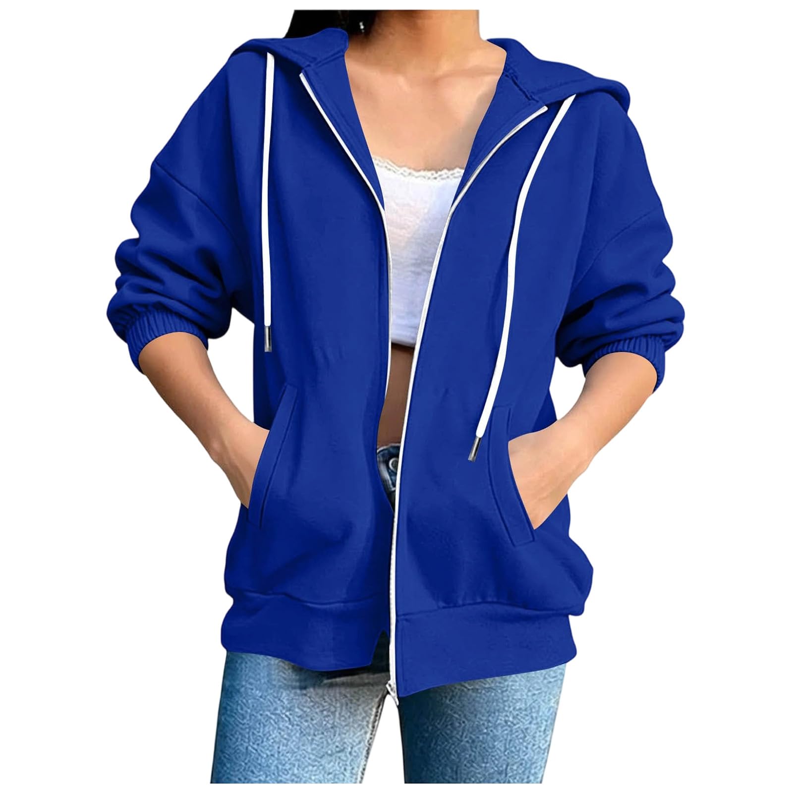 Felpe con Cappuccio da Donna con Zip, Felpe Oversize a Maniche a 3/4, Giacche comode e Leggere, Felpa Cappuccio Ampia. Completo Felpa E Pantaloni