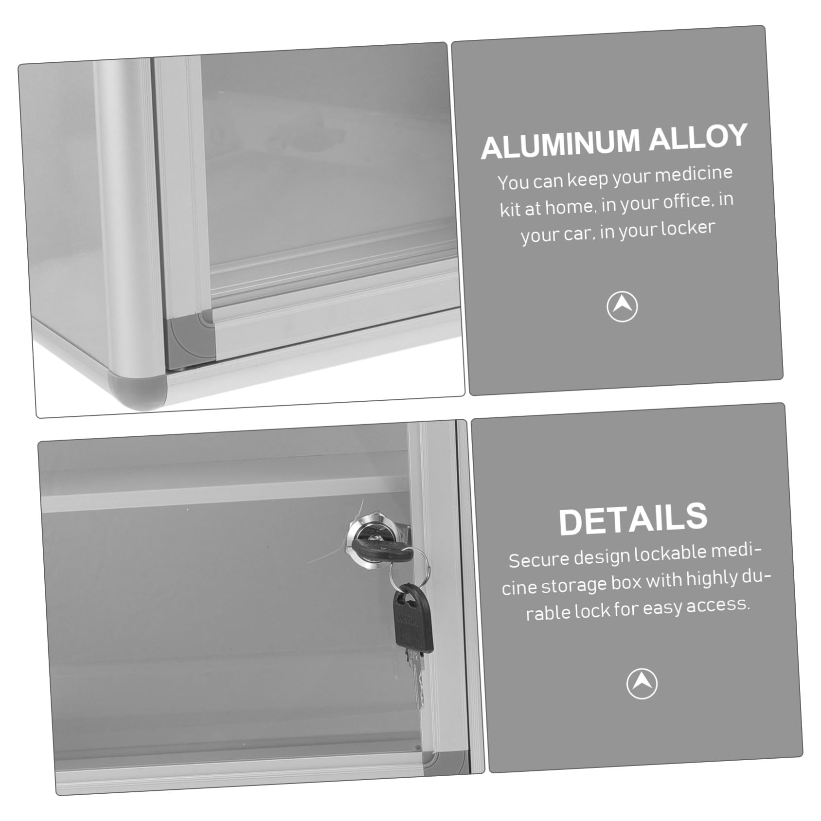 Botiquín de Primeros Auxilios Diseño Compacto y Resistente Cerradura de Aleación de Aluminio, Caja Multifuncional de Almacenamiento Seguro para Oficina y Hogar