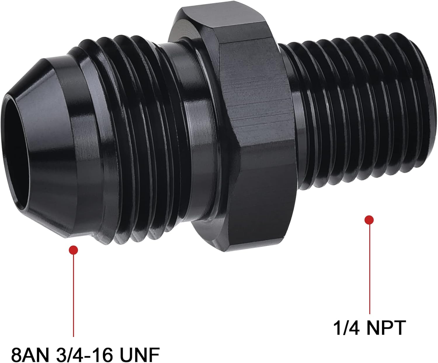 EVIL ENERGY 8AN Male to 1/4" NPT Pipe Fitting Straight 2PCS Bundle with Adjustable 3AN-12AN Wrench Aluminum Black
