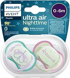 Chupeta Dupla Avent Ultra Air Nighttime 0-6m Philips Avent Decorada Recém Nascido