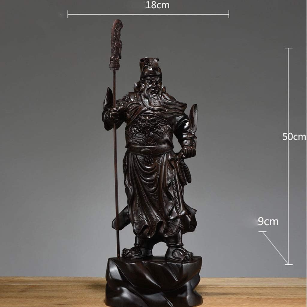 Ebony Woodcarving Guan Gong Living Room Big Lucky Town House Mahogany Guan Yu Solid Wood Stand
