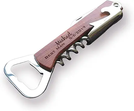 Engraved corkscrew opener, Personalized wood bottle opener, Wine...
