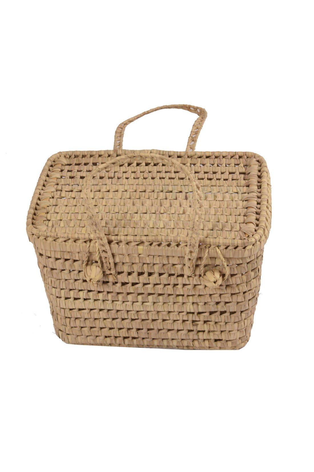 JARDIN202 - Cesta de Mimbre Picnic Multiusos – Cesta de Transporte de Mimbre Trenzado | 46 x 30 x 26 cm -
