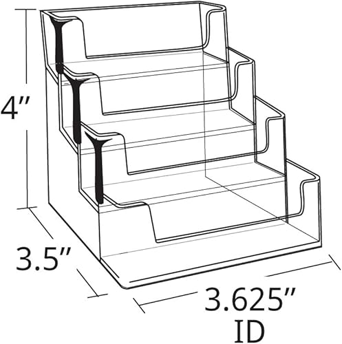 Miniatura 3 de Azar Displays 252004 - Tarjetero de bolsillo de 4 niveles, soporte para tarjetas de visita de acrílico transparente duradero para escritorio,