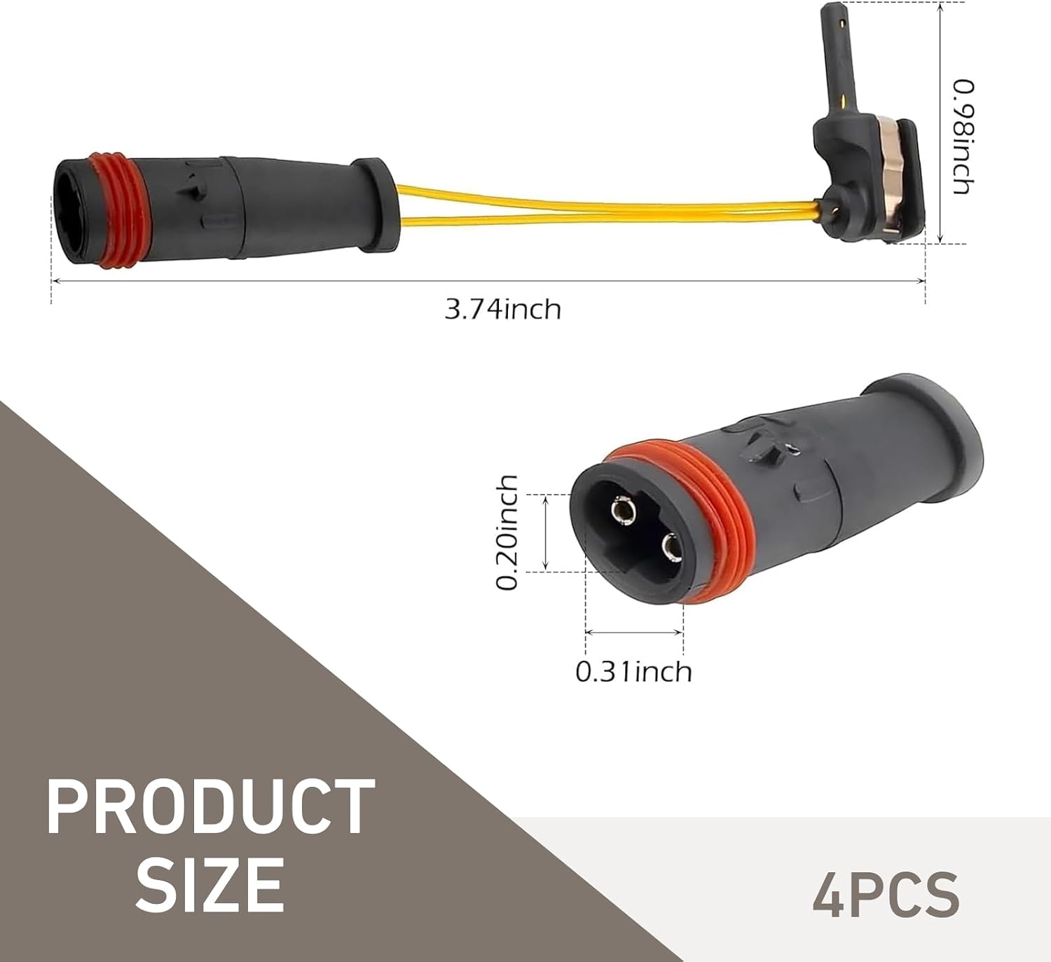 4PCS Front Rear Brake Pad Wear Sensor, Copper High-conductivity Brake Warning Wire, Compatible with Mercedes Benz E350 W211 W220 C300 C350 2115401717 2205400617 (Black)