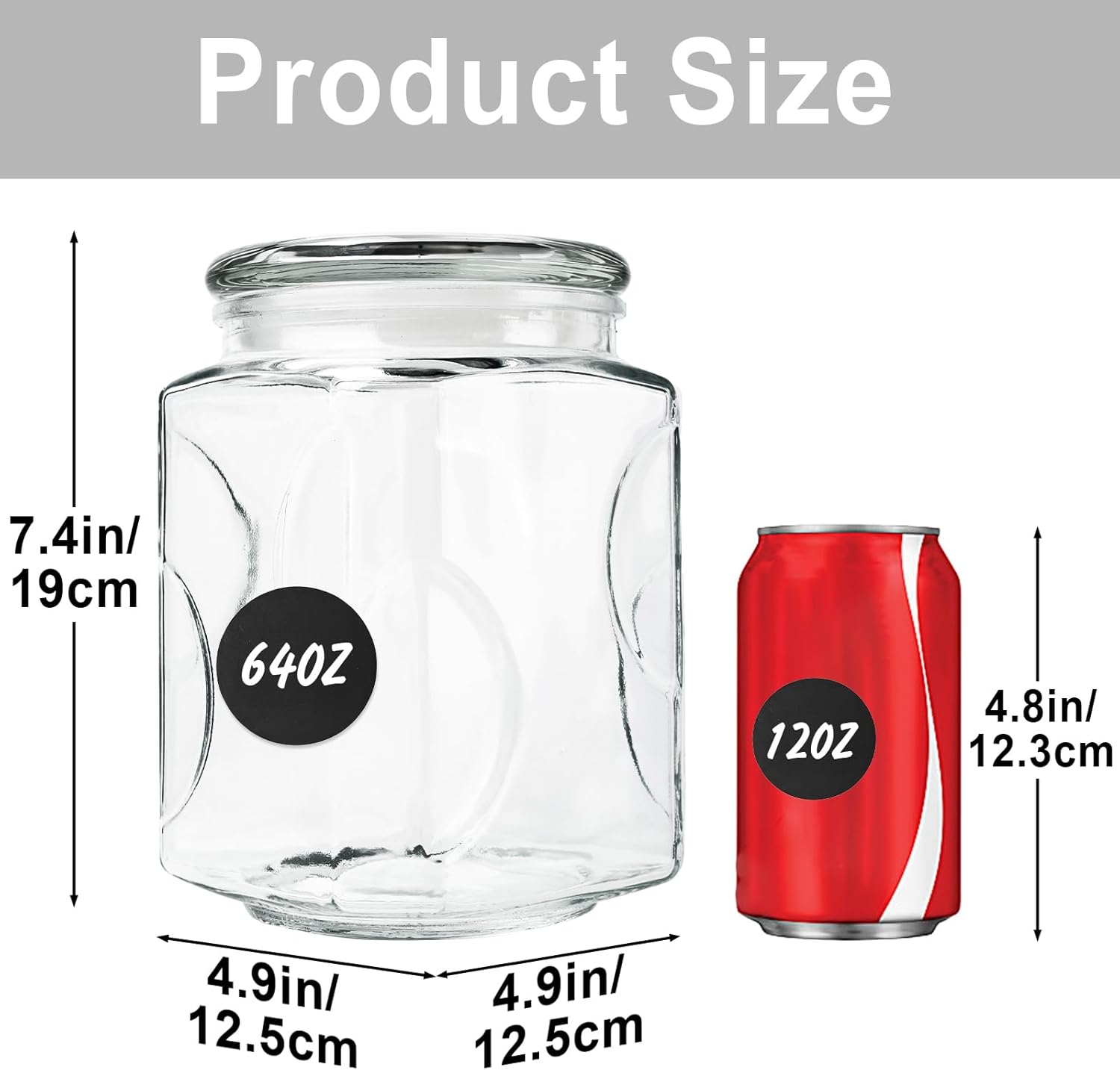 Glass Jars with Lids 64 oz, Airtight Silicone Seal & Non-Slip Design, Large Glass Storage Containers with Lids, Wide-Mouth Storage Containers for Kitchen, Laundry, Pantry & Office - Image 2