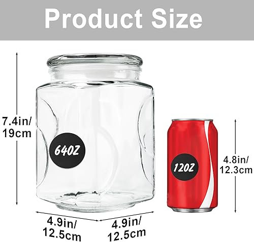 Miniatura 2 de Tarros de vidrio con tapas de 64 onzas, sello de silicona hermético y diseño antideslizante, recipientes grandes de almacenamiento de vidrio con