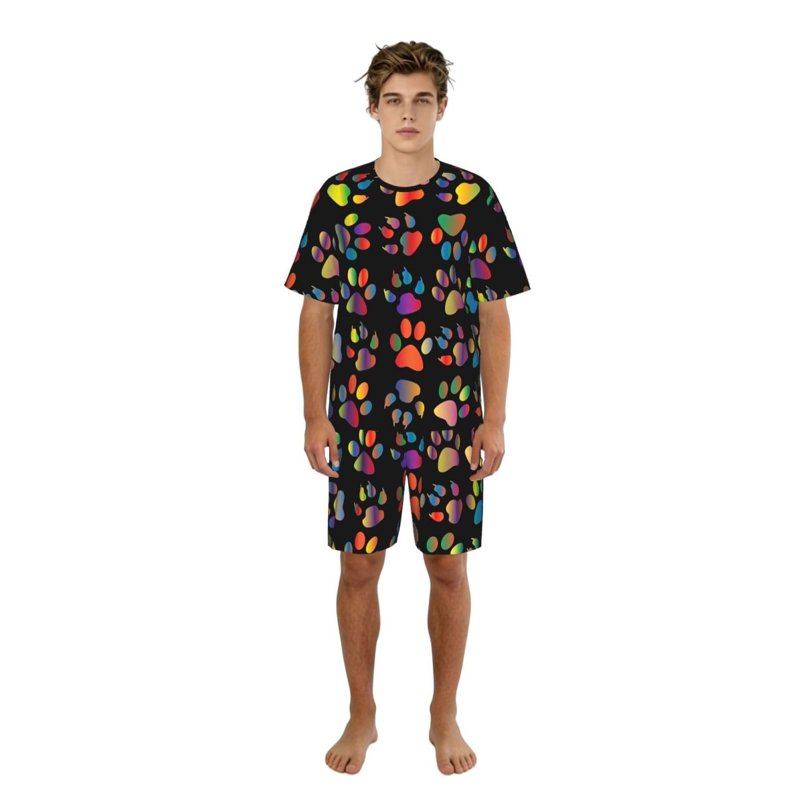 Pijama de hombre divertido con estampado de huellas de perro para momentos de relax en casa 8
