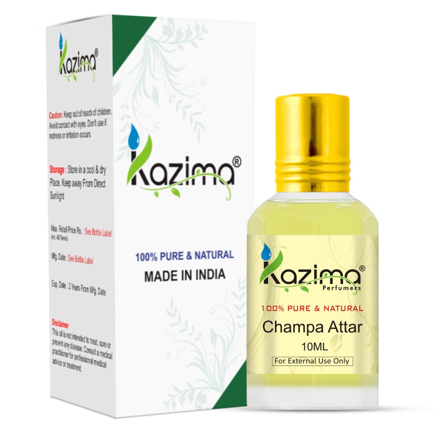 KAZIMA Champa Attar Perfume For Unisex - Pure Natural Undiluted (Non-Alcoholic) (10ml)-image-45