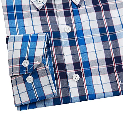 Double Pump Mens Button Down Shirts Cotton Long Sleeve Shirts Regular Fit, Navy Green Red Check-SL01AA,3X-Large by Double Pump - Used condition - Image 2