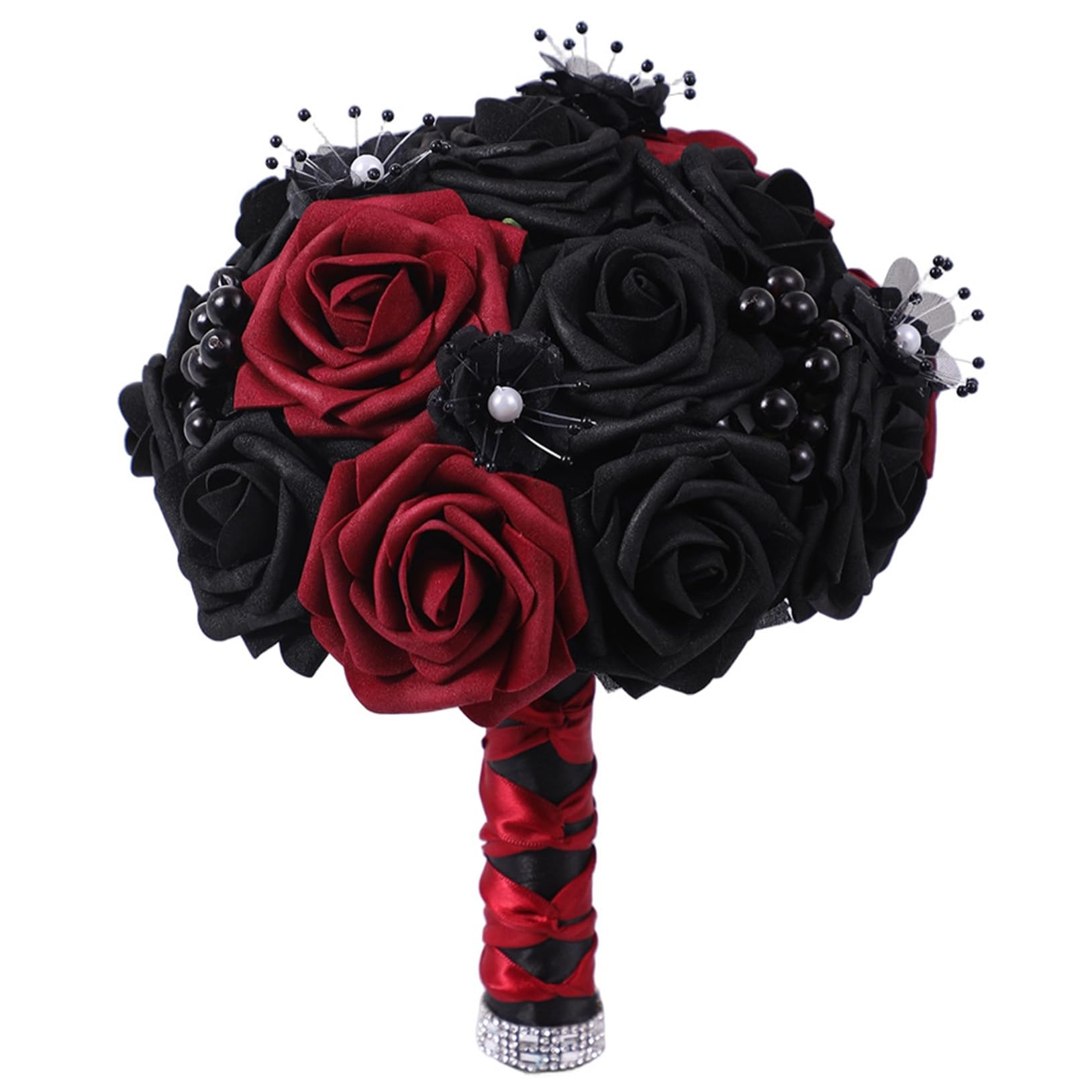 Bouquet de mariée gothique avec roses noires pour un mariage à thème romantique sombre