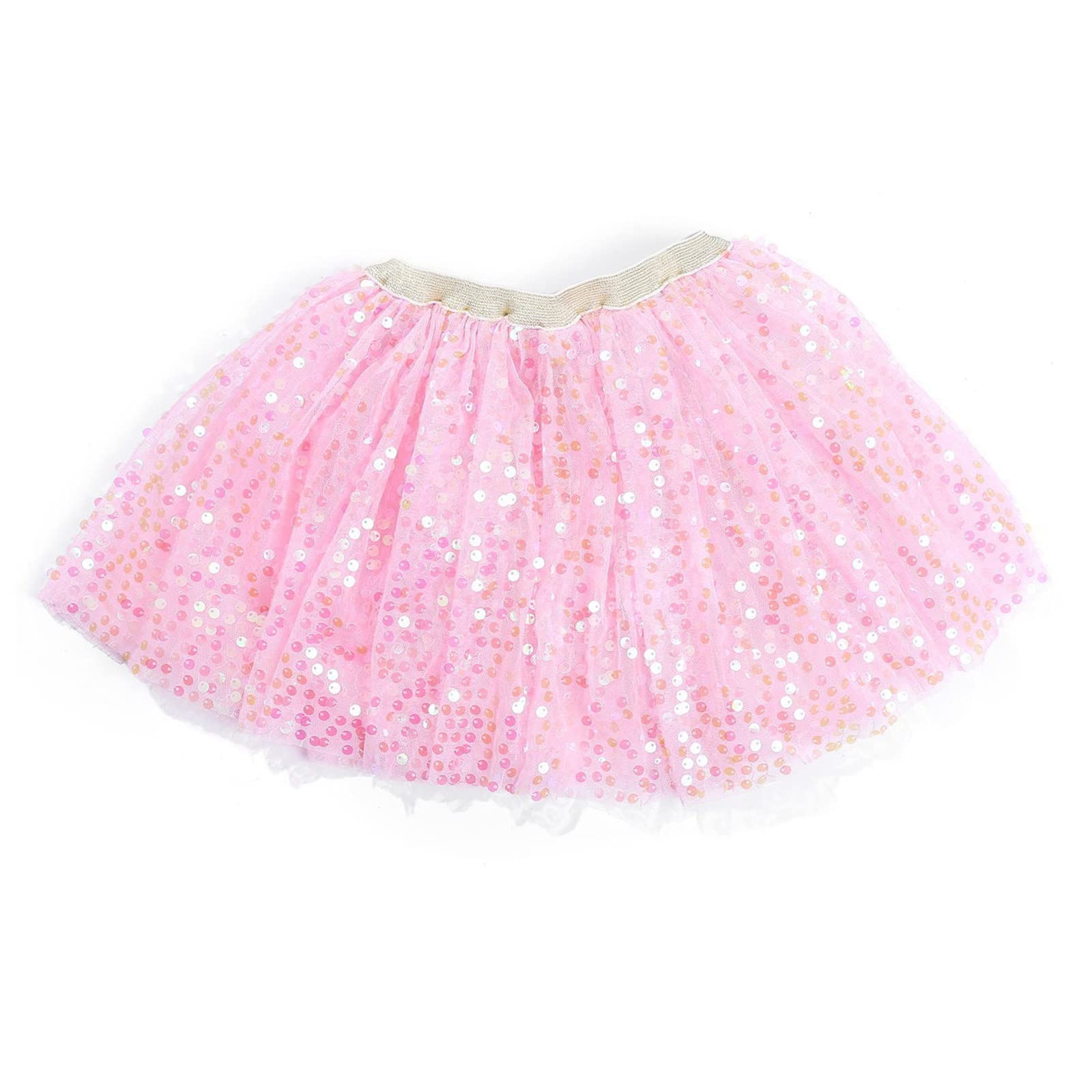RNTOP Toddler Baby Girls Layered Tutu Skirt Girls Paillette Tulle Skirts Ballet Dance Skirt Birthday Party (Pink, 1-2 Years)