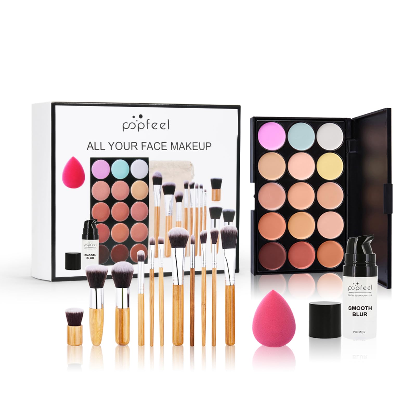 All-in-one Makeup Set Gift Surprise | Full Makeup Kit for Women Multipurpose Essential Starter Bundle Include Eyeshadow Palette Lipstick Blush Concealer Face Powder Eyeliner Mascara Brush