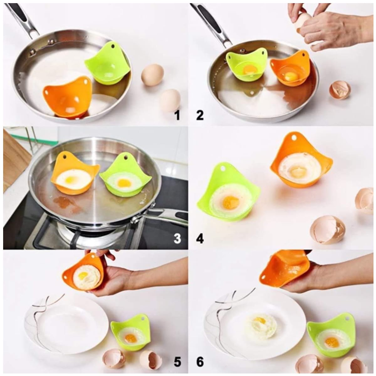 4 Stampini Silicone Per Uova In Camicia - Cuoci Uova Al Microonde Senza BPA, Colorati - Foto 11