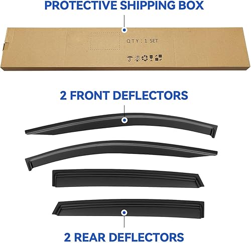 Miniatura 6 de YQAUTEC Viseras de ventana, protectores de lluvia para Ford Escape 2020 2021 2022 2023, deflectores de viento de ventana, persianas de ventilación