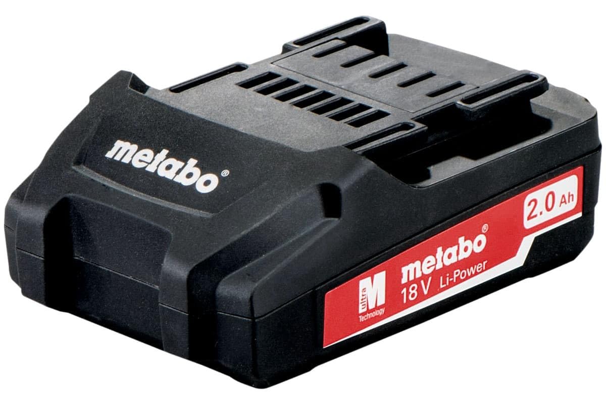 Metabo Batería Litio 18 V 2,​0 Ah - 6.25596.00 - sostituzione bs cacciavite trapano a batteria 18 li (18 v, 1,​5 ah con caricabatterie sc60plus nel caso), 1 unità