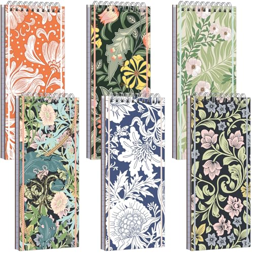 Resurhang 6 Pcs Reporters Notebook, 8.4 x 3.75 Inch Top Bound Spiral Shopping List Notepads Hardcover Skinny Notepads for Work, Shopping List and Class(Classic)