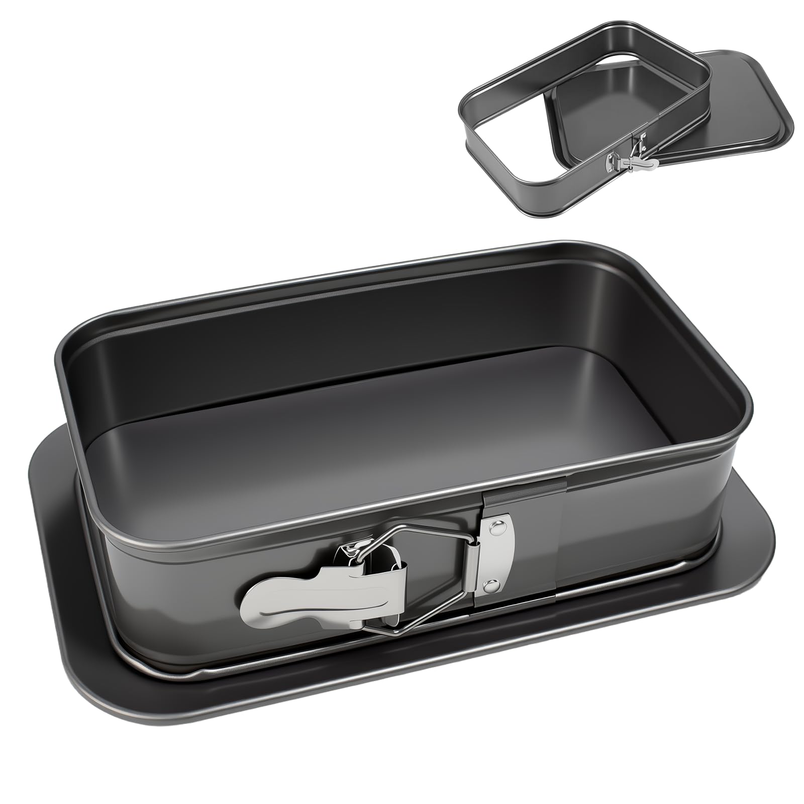 Stampo Apribile Rettangolare 28x40 CM, Tortiera Rimovibile Teglia a Forma Quadrata Acciaio con Rivestimento Antiaderente Tortiera Apribile Stampo Rettangolare per La Cottura di Torte e Dolci