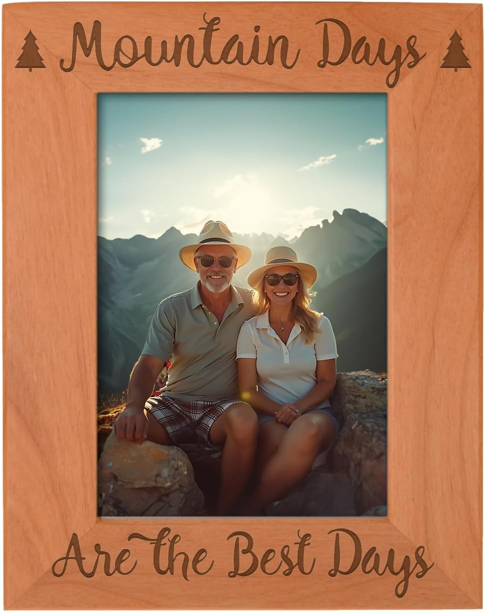 ThisWear Mountain Gift Mountain Days are The Best Days Photo Frame Wood Engraved 5x7 Portrait Picture Frame
