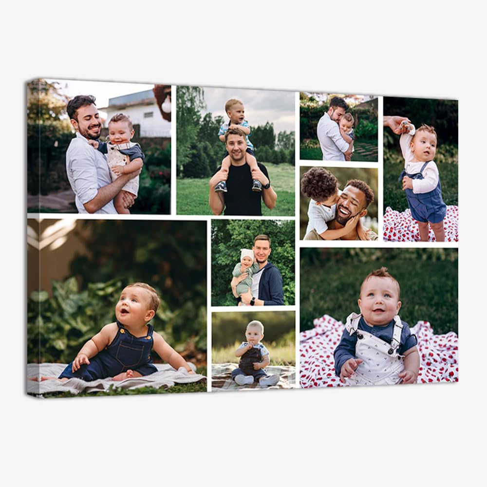 ZQQART Custom Canvas Collage Prints with Your Photos Personalized Multi Photos Print on Canvas Customized Gifts for Couple Mom Dad Framed(Purple,16"x24"(40x60cm))
