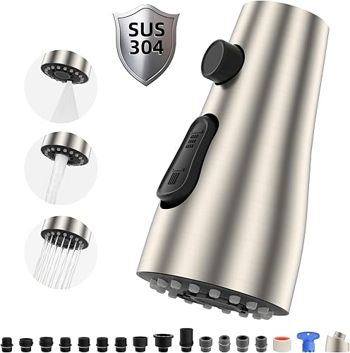 Hibbent Cabezal rociador extraíble de metal para grifo de cocina, boquilla rociadora para fregadero de cocina con 12 adaptadores, repuesto de disponible en Yaxa El Salvador