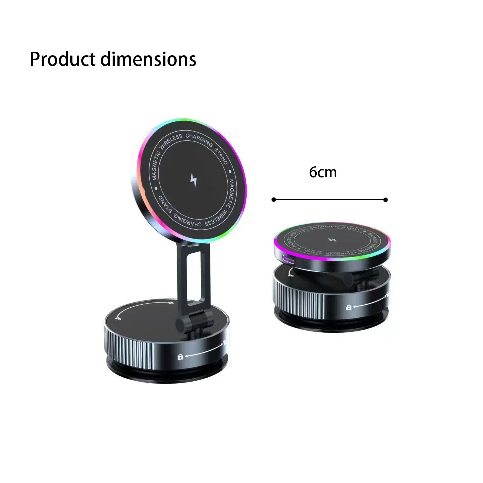 Soporte flexible para teléfono de coche multiposición con dispositivo inalámbrico de 15 W de alineación automática y base súper firme ° ajustable para coche