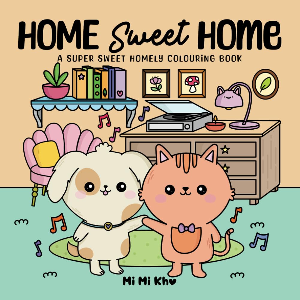 Home Sweet Home: Cozy Animal Colouring – Adorable & Comforting Kawaii Pages for All Ages - Bold Line Art: Coloring Book for Adults and Teens: Relax & ... Characters in Cosy Home Scenes (MiMiKhos)