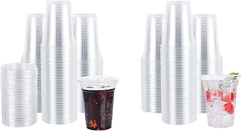 Lullaby Paquete de 200 vasos de plástico desechables con tapas + 200 vasos de plástico desechables
