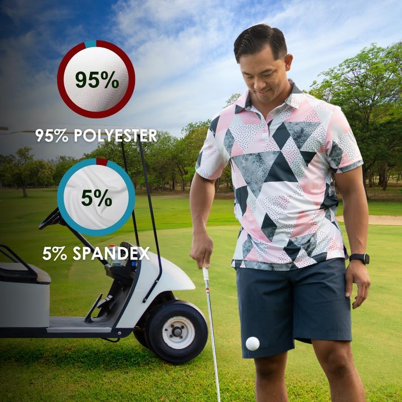 YATTA GOLF - Mens Golf Shirt Moisture Wicking Quick-Dry Short Sleeve - Standout Performance Casual Polo Shirts for Men4