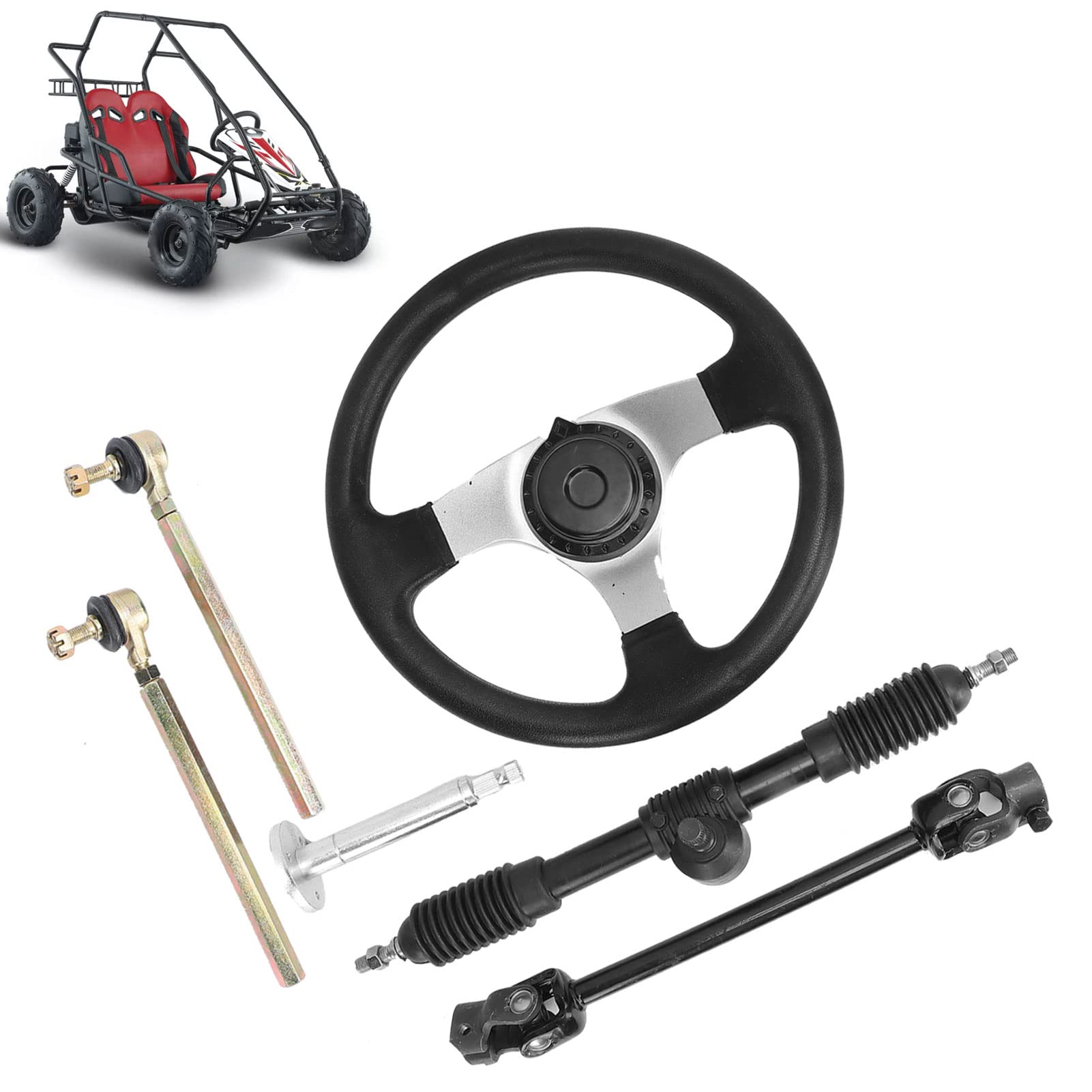 Sterzo Go Kart, Tiranti Regolabili e Cremagliera per Motori da 150-250 cc, Gruppo Direzione di Ricambio per Quad, Buggy, Kart e Veicoli Fuoristrada da Officina Meccanica