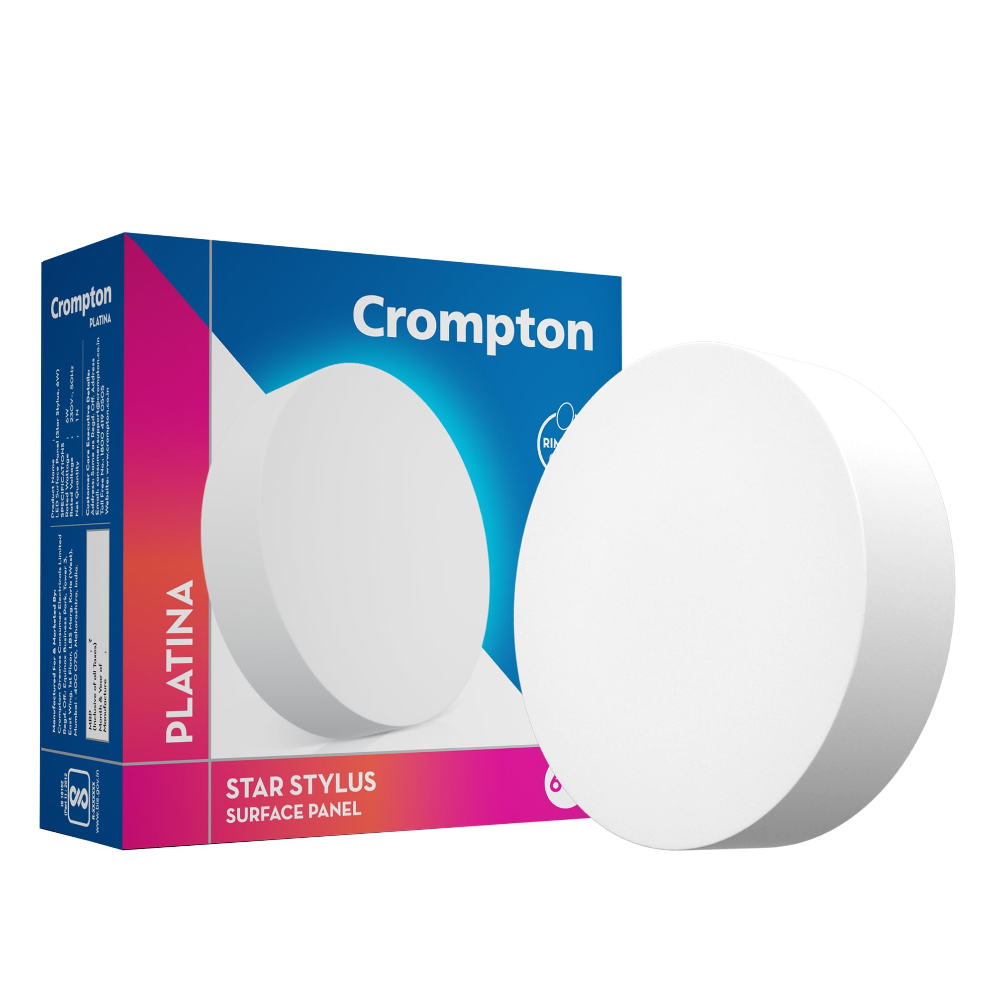 Crompton Platina Star Stylus Surface Panel 18W LED Round (Pack of 2, Natural White) - Image 6 thumbnail