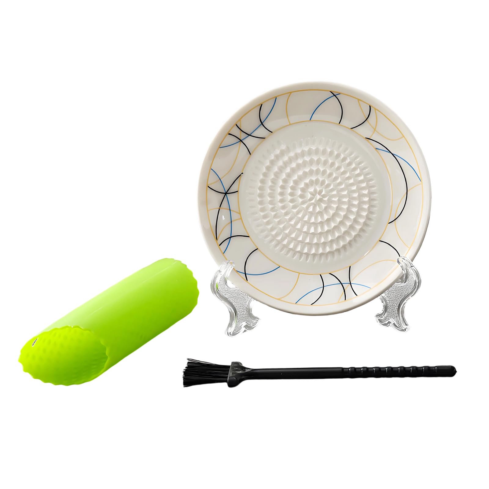 Mekalero F Ceramic Hand Operated Grinding Plate Embossing Design Grinder Grater With Peeler And Brush Or Garlic Gingers And Ruit Garlic Grater Plate