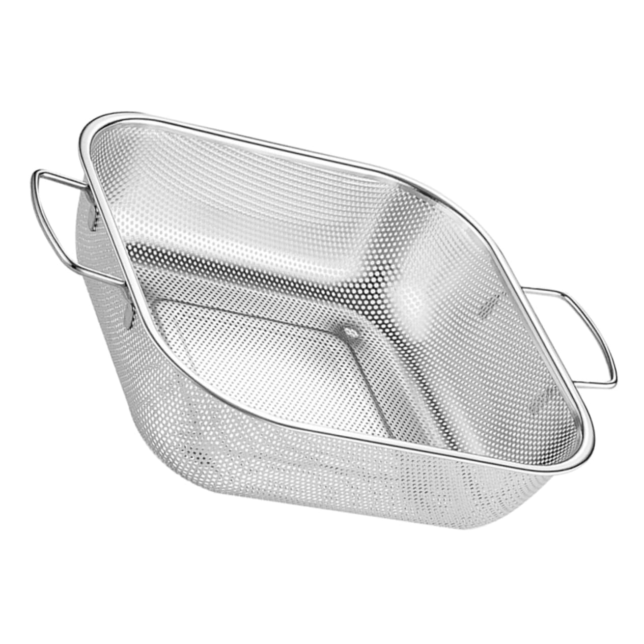 Cestello Scolapasta Quadrato in Acciaio Inox con Doppia Maniglia, 1 Pezzo