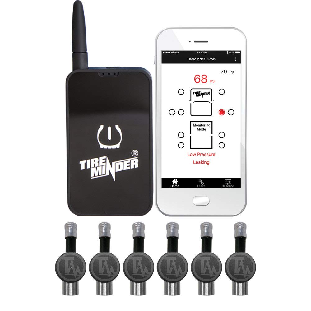 TireMinderSmart TPMS with 6 Flow Through Sensors, Black