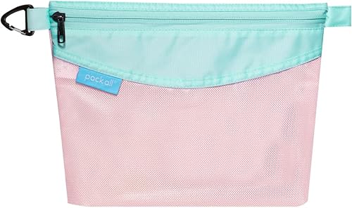 pack all Bolsa con cremallera de material resistente al agua, bolsa de malla con cremallera para almacenamiento, viajes, oficina (mediano, rosa)