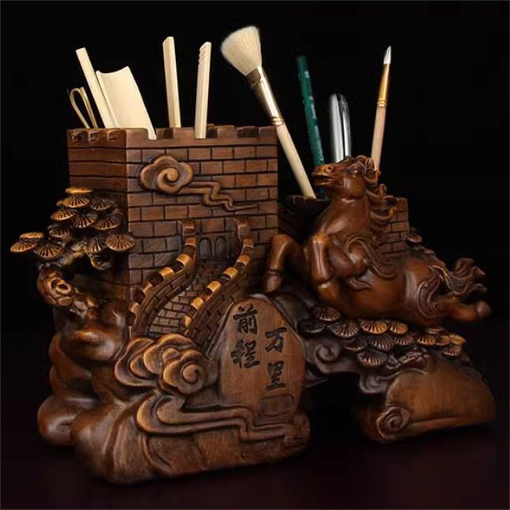 Décoration porte-stylos, boîte de rangement pour papeterie de bureau, porte-stylo décoratif chinois, seau, fournitures de bureau