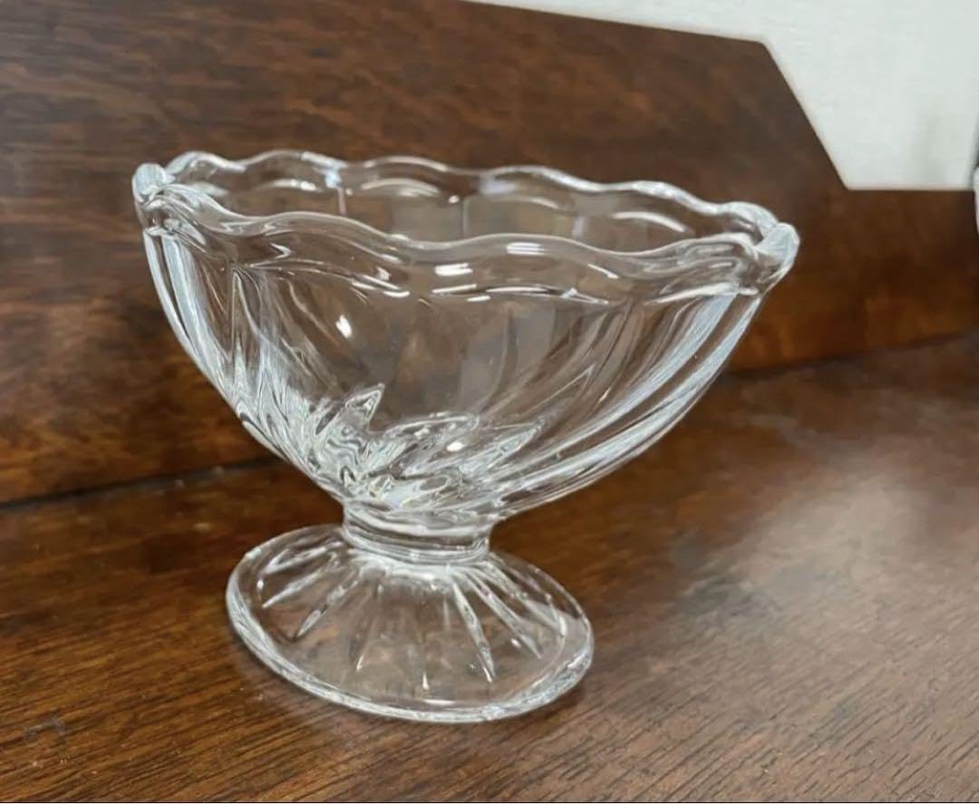 フランス　ヴィンテージ　ガラス　デザート皿　2個 Amazon.co.jp: レトロ アイス皿 サンデー皿 デザート皿 ガラス皿 2個