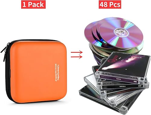 Miniatura 2 de LIOVODE Funda para DVD, 48 capacidades de EVA, organizador de almacenamiento, portátil, protector de DVD, soporte para carteras de coche