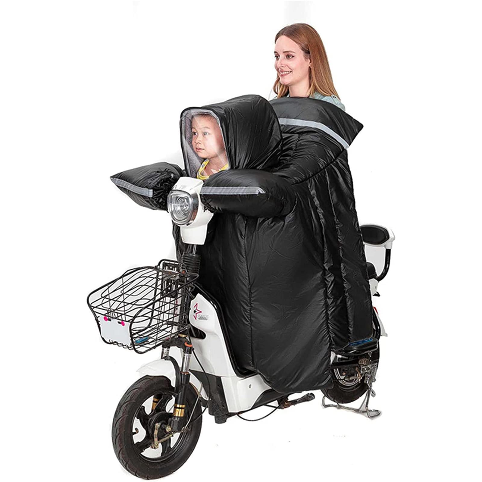 Zimowe ciepło, puszyste ochraniacze na kolana, zagęszczona wiatroszczelna, motocyklowa wiatroszczelna, wiatroszczelna, osłona na nogi skutera, wodoodporna szyba przednia rodzic-dziecko, A