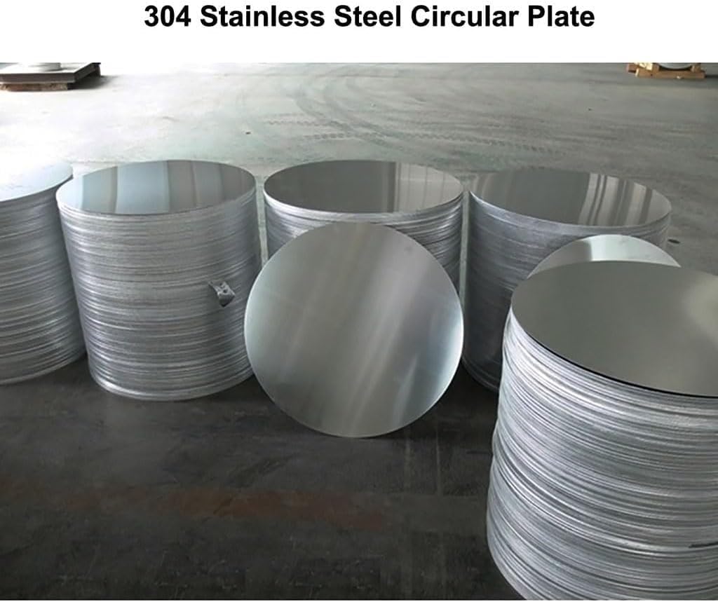 Stainless Steel Metal Round Sheet, 304 Plate Disk 50mm Diameter 0.6-5mm Thickness Pack of 4(Thickness 0.6mm)
