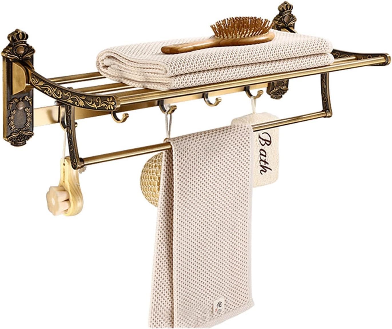 Toallero de pared plegable con ganchos estante organizador para colgar toallas