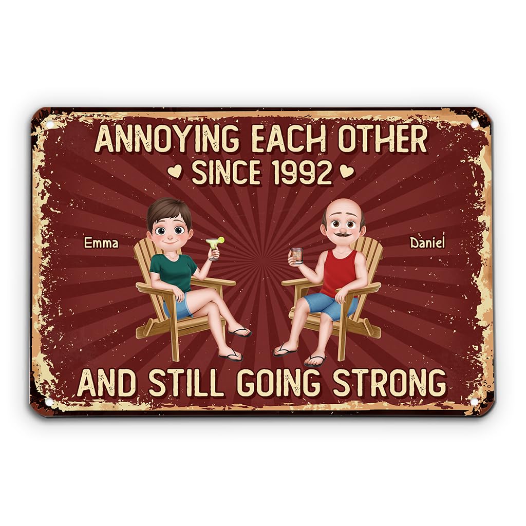 Personal Chic Personalised Metal Sign - Annoying Each Other Since And Still Going Strong Couple - Annoying Each Other Since Plaque, Couple Gifts, Marriage Anniversary, Home Signs Wall Decor (Model #2) — image 1