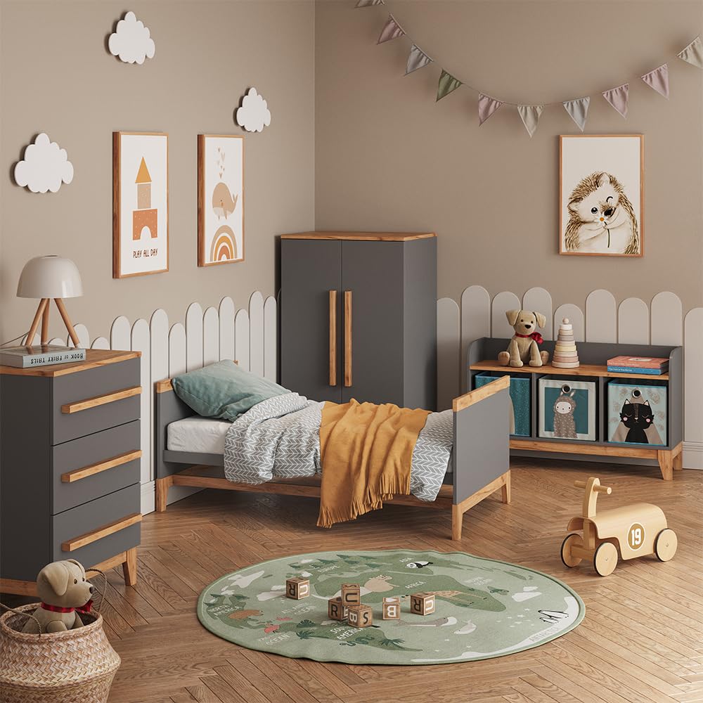 VitaliSpa Table à Langer Malia, Gris/Artisan, 85x85.2cm avec Porte, Plan à Langer Amovible pour Une Utilisation comme Commode d’Angle