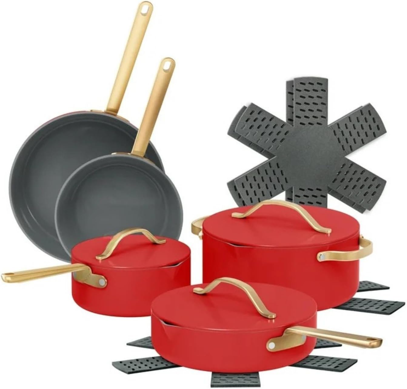12-Piece Ceramic Nonstick Cookware Set, Pots and Pans with Strainer Lids (Rose)