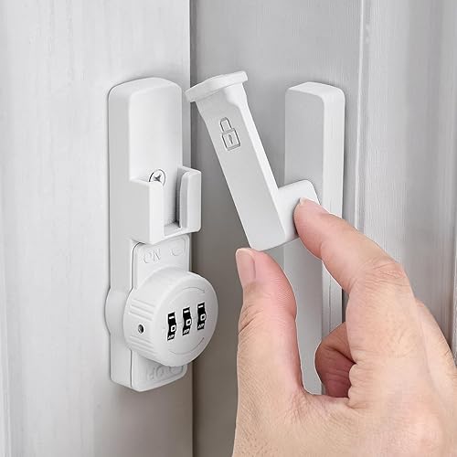 Miniatura 3 de Cerradura de puerta de granero de 90 grados, cerradura mecánica de contraseña, contraseña de 3 dígitos, pestillo abatible con combinación, protege