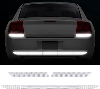 Frienda 7 Pcs Auto Strong Reflective Stickers Includes Car Bumper Reflective Stickers Car Trunk Mirror Decals Night Visibility Waterproof Self Adhesive Decals for Safety(White)