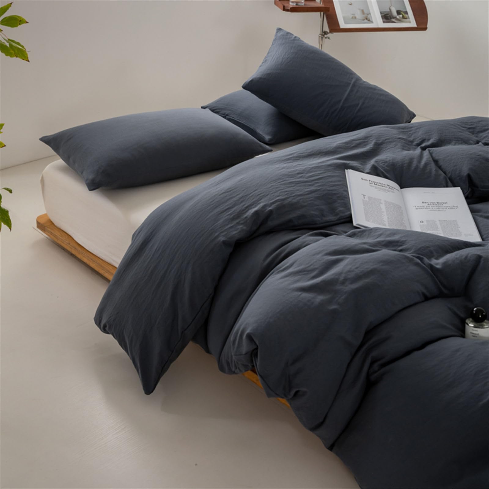 Odot Color Sólido 3 Piezas Ropa de Cama,Juegos de Funda para Edredón con Funda de Nórdico y 2 Funda de Almohada, Juego Ropa de Cama para Cama Infantil y Matrimonio (180x220cm,Gris B)