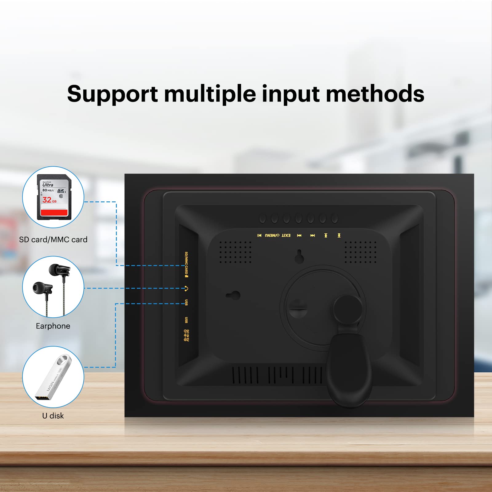 Cyfrowa ramka na zdjęcia 10,1 cala, elektroniczna ramka na zdjęcia Full IPS Automatyczna obrotowa konstrukcja - Zdjęcia/Muzyka/odtwarzacz wideo/kalendarz/alarm z pilotem