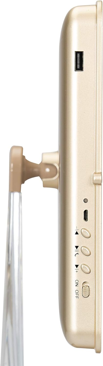 Buу 2 gеt 3 Impressions Touch Pro Makeup Mirror with LED Lights and Bluetooth Speaker, 360 Adjustable Rotation Rectangle Vanity Mirror with Touch Screen Switch and USB Charging Port (Champagne Gold)